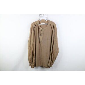 Vtg USGI Mens XL Thrashed Wool Blend Ribbed Knit Henley Undershirt T-Shirt USA